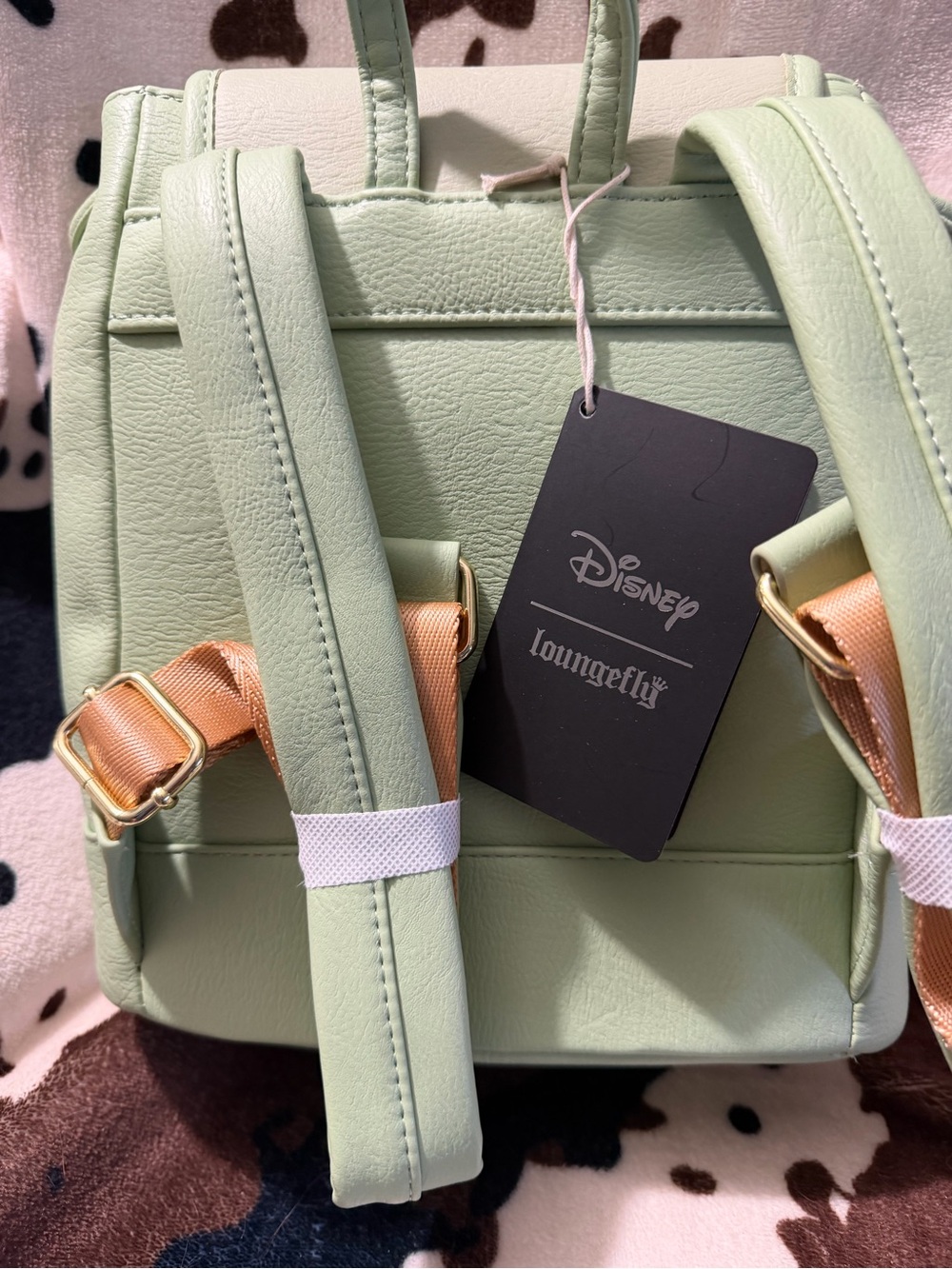 Loungefly Mint Green Floral Embroidered Mini Backpack with Rose Gold Plaque - Picture 5 of 7